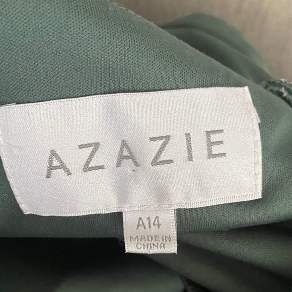 AZAZIE VERA 
Eucalyptus A-Line V-Neck Pleated Mesh Dress Tea Length Size 14 - Picture 9 of 14